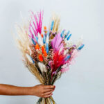 Pampas Bouquet με Φουξ-Πορτοκαλί Αποξηραμένα Λουλούδια