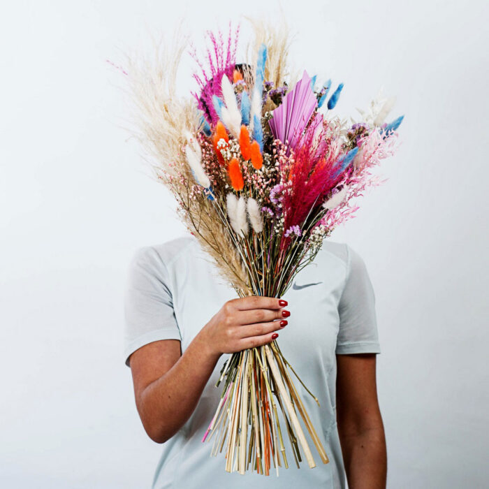 Pampas Bouquet με Φουξ-Πορτοκαλί Αποξηραμένα Λουλούδια