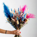Pampas Bouquet με Μπλε-Φουξ Αποξηραμένα Λουλούδια